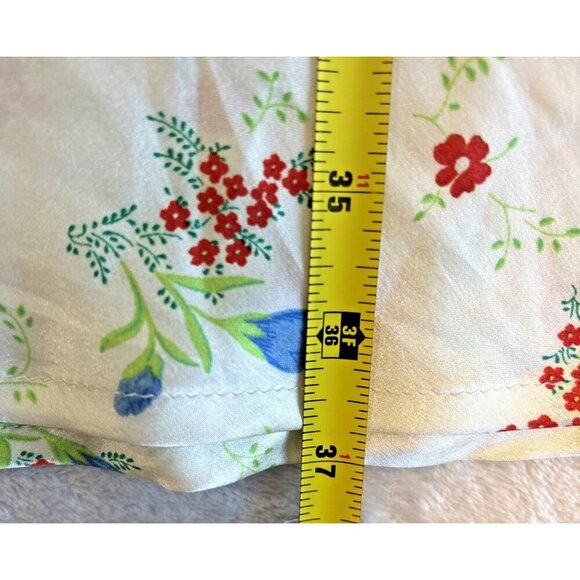 ASOS Floral Maxi Slip Dress Puff Sleeves Women's Size 8 Red Daisy Cottacore - Picture 13 of 15